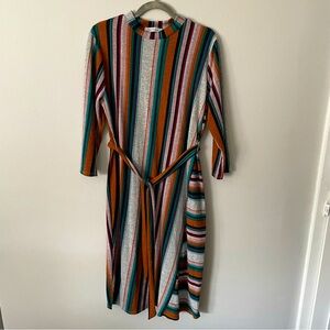NWOT Ces Femme Autumn Stripped Midi Dress | Size Large